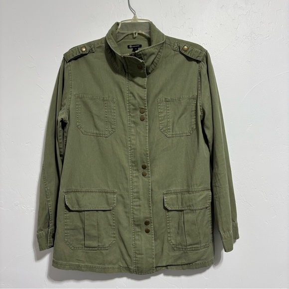 Versona Medium Women's Army Green Snap Zip Jacket Blazer Lightweight FLAW - Picture 1 of 13